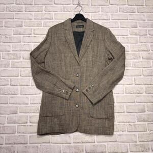 Tall Girl Tweed Linen Blend Blazer Women's 12 Brown Long